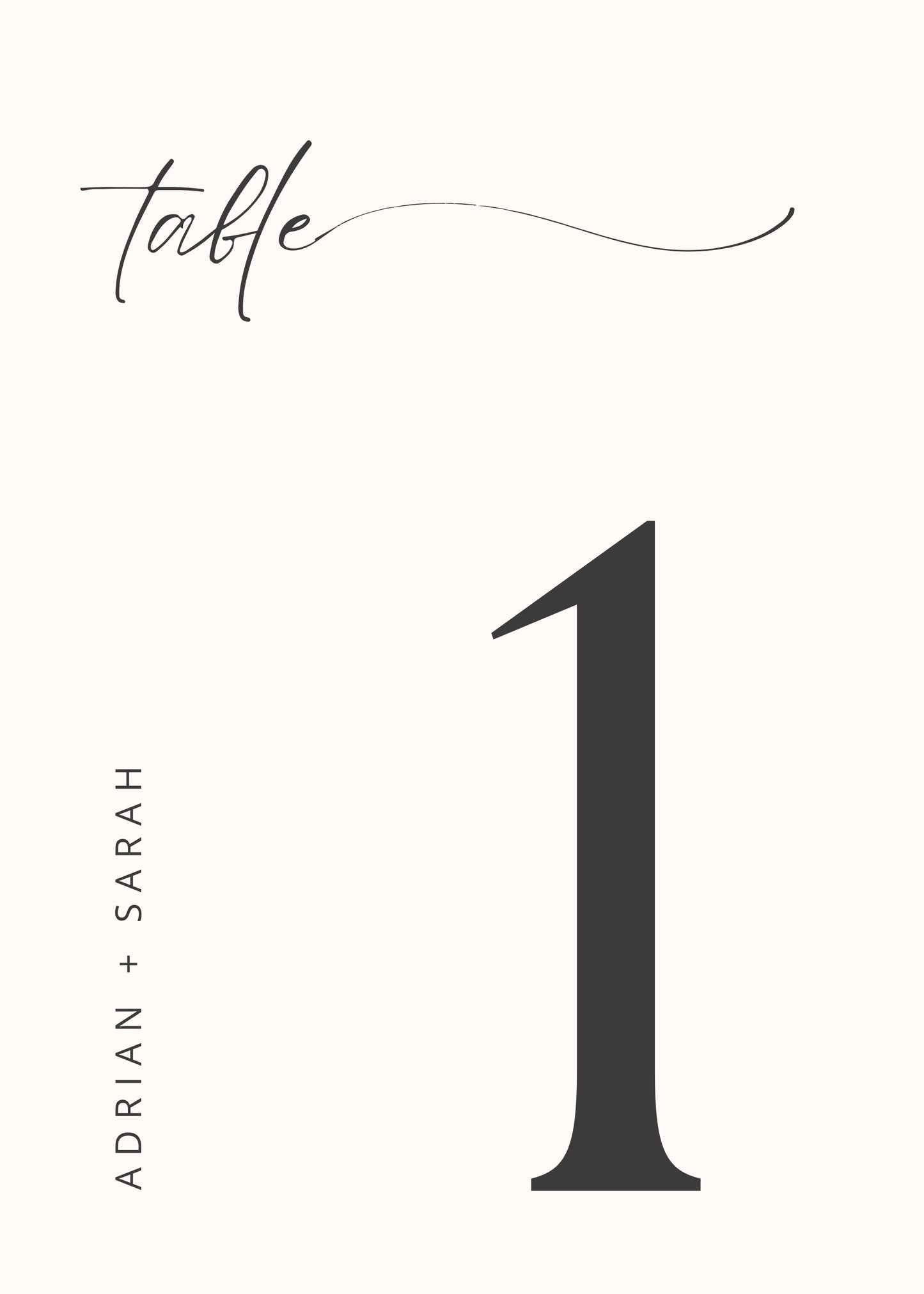Clean Wedding Table Sign