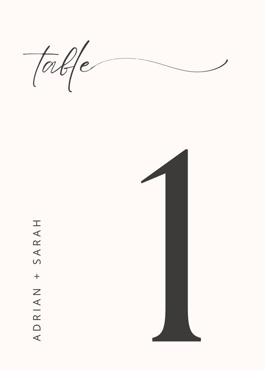Clean Wedding Table Sign