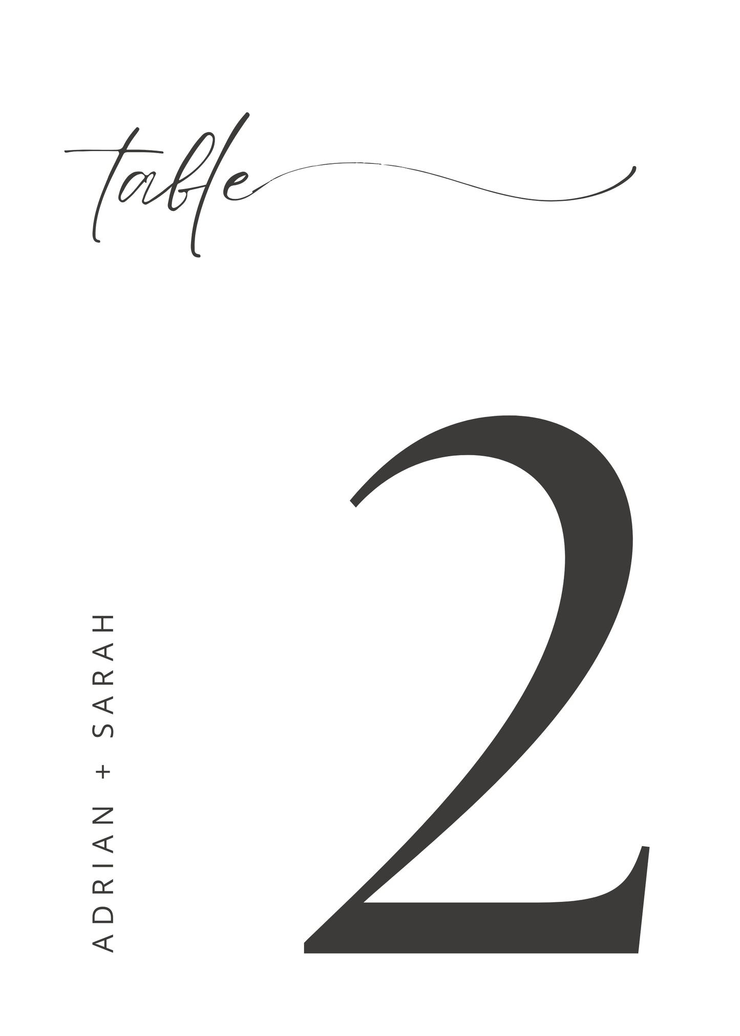 Clean Wedding Table Sign