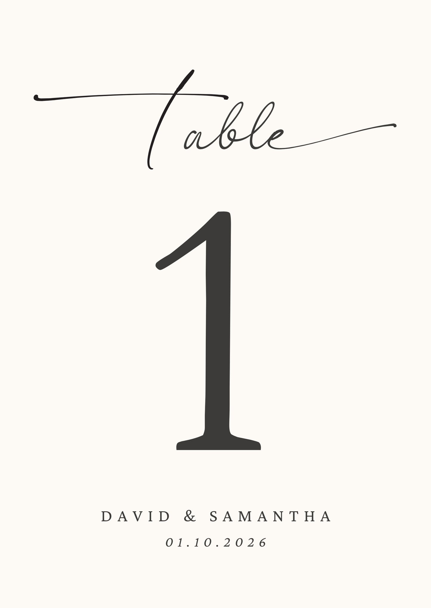 Minimalist Wedding Table Sign