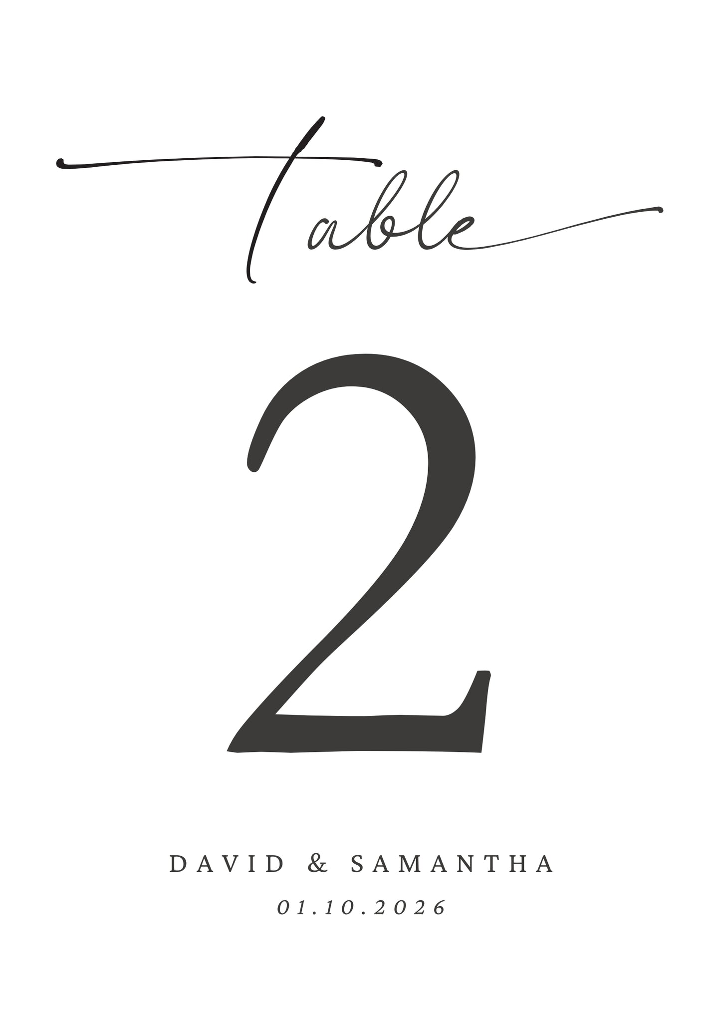 Minimalist Wedding Table Sign
