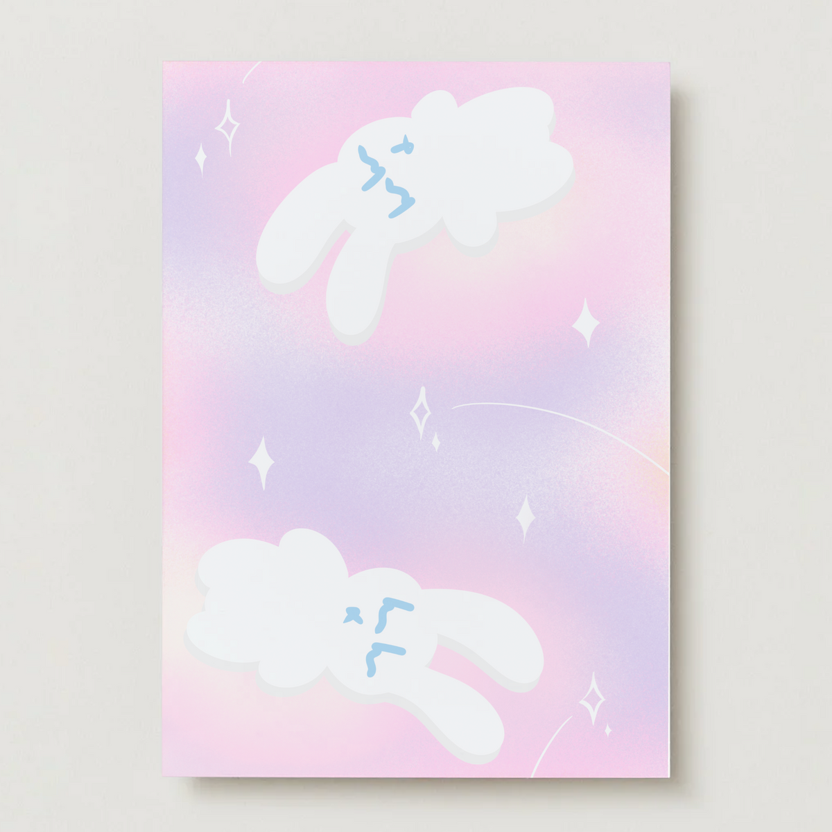 Dreamy Bunnies Art Card - Pink